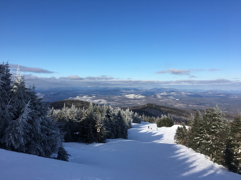 Looking down a ski slope at Gore Mountain Ski Resort.
