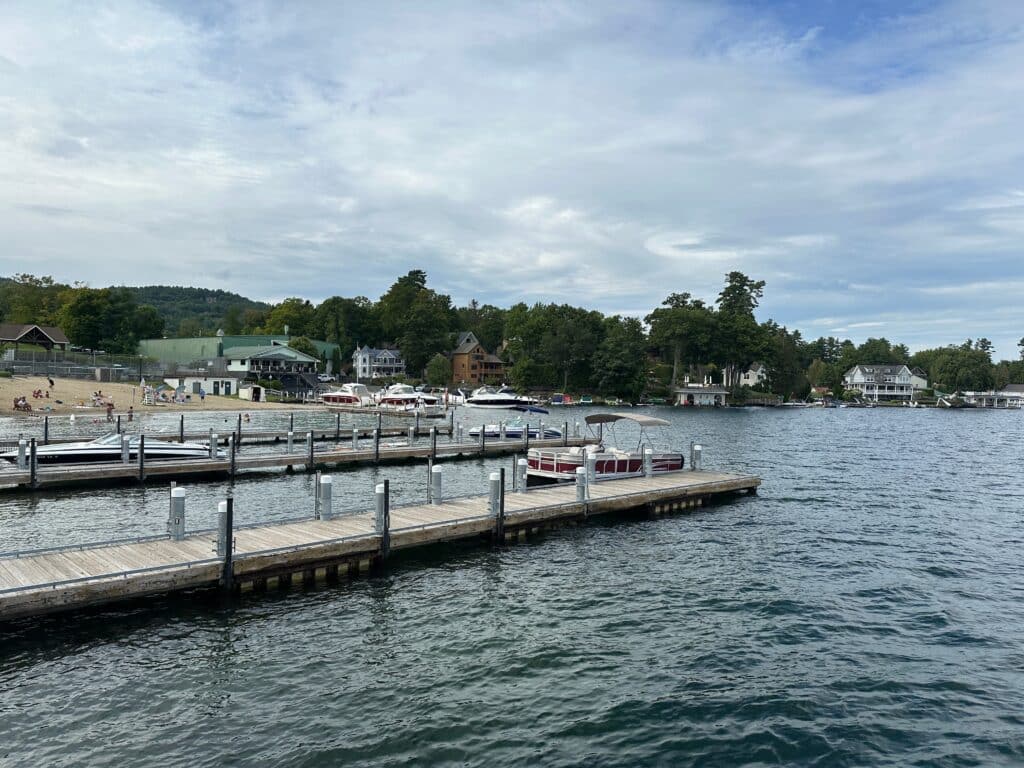 Upstate New York Towns to Visit This Summer | Adirondack Hotel View of Lake George from Bolton Landing, one of the most iconic upstate New York towns.